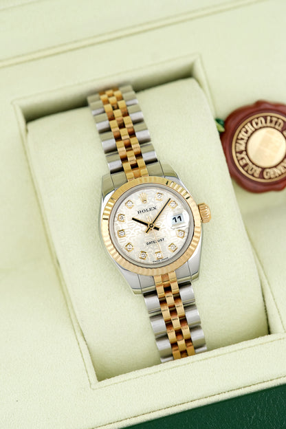 [RESERVED] Rolex Datejust 26 Two Tone Yellow Gold White Anniv. w/ Diamonds 26mm 179173 2005