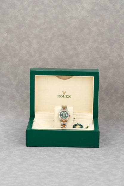 Rolex Datejust 28 Two Tone Rose Gold Green w/ Diamonds 28mm 2020
