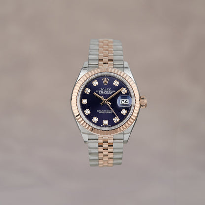 Rolex Lady Datejust 28 Two Tone Everose Aubergine Dial With Diamonds 279171 2019