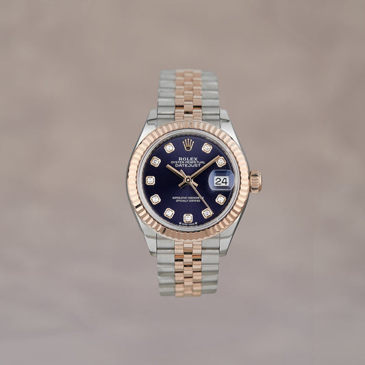 Rolex Datejust 28 Two Tone Everose Aubergine Dial With Diamonds (Brand New)
