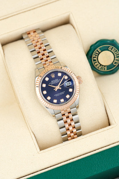 Rolex Datejust 28 Two Tone Everose Aubergine Dial With Diamonds (Brand New)