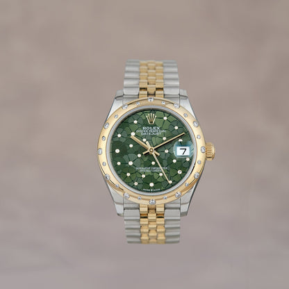Rolex Datejust 31 Two Tone Yellow Gold Sakura Green w/ Diamonds Bezel 31mm 278343RBR 2023