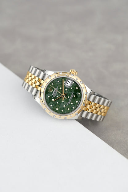 Rolex Datejust 31 Two Tone Yellow Gold Sakura Green w/ Diamonds Bezel 31mm 278343RBR 2023