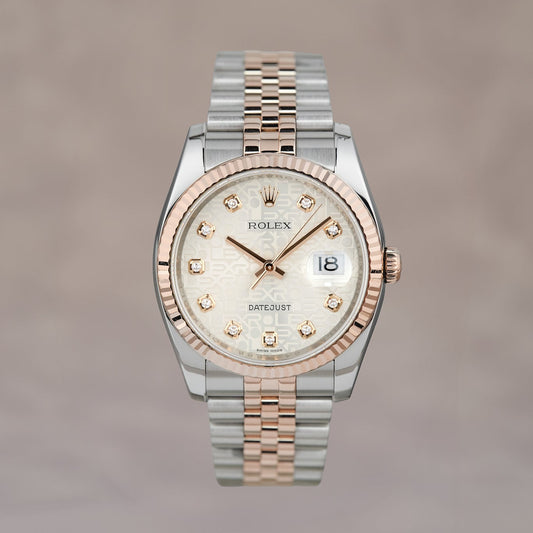 [RESERVED] Rolex Datejust 36 Two Tone Rose Gold White Anniv. w/ Diamonds 36mm 116231 2013