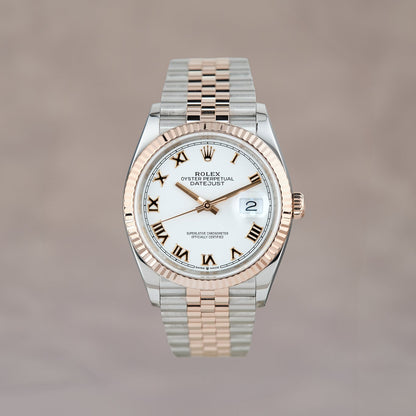 Rolex Datejust 36 Two Tone Rose Gold White Roman 36mm 126231 2019