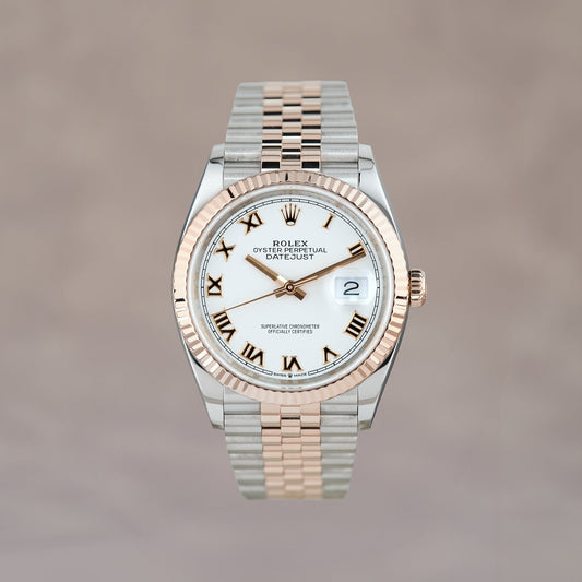 Rolex Datejust 36 Two Tone Rose Gold White Roman 36mm 126231 2019