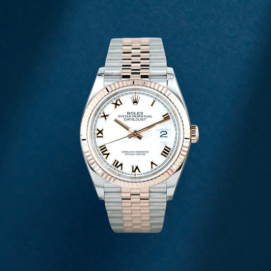 Rolex Datejust 36 Two Tone Rose Gold White Roman 126231 2025