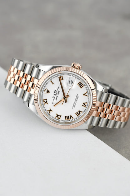Rolex Datejust 36 Two Tone Rose Gold White Roman 36mm 126231 2019