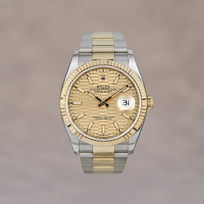 Rolex Datejust 36 Two Tone Yellow Gold Champagne Motif 36mm 2020