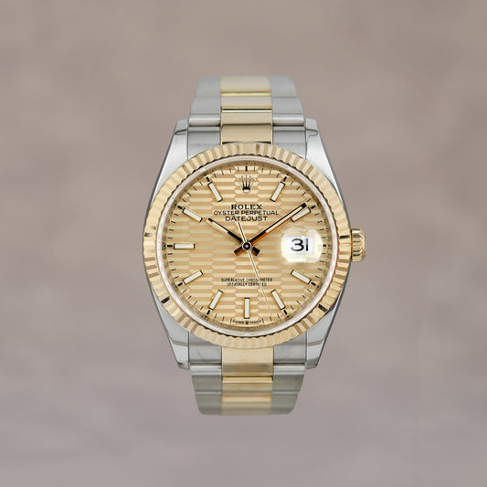 Rolex Datejust 36 Two Tone Yellow Gold Champagne Motif 36mm 2020