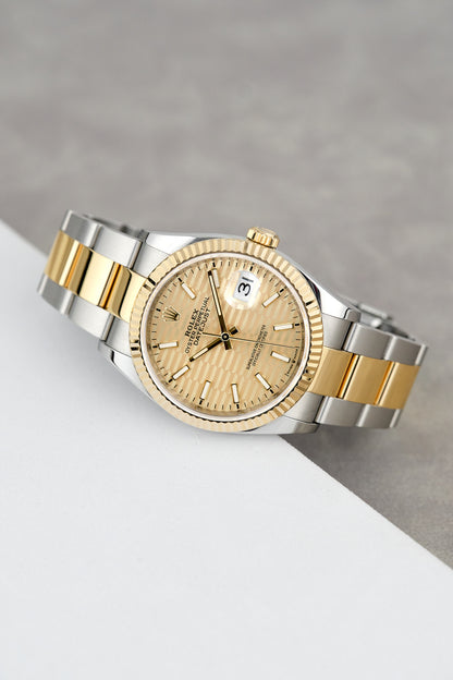 Rolex Datejust 36 Two Tone Yellow Gold Champagne Motif 36mm 2020