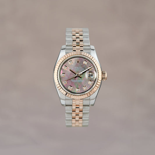 Rolex Datejust 26 Two Tone Rose Gold Tahitian Mother of Pearl w/ Diamonds 26mm 179171 2008