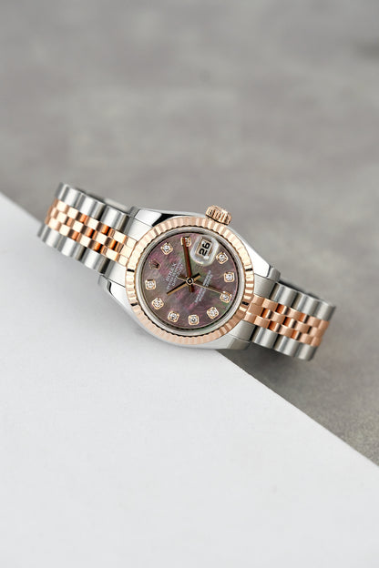 Rolex Datejust 26 Two Tone Rose Gold Tahitian Mother of Pearl w/ Diamonds 26mm 179171 2008