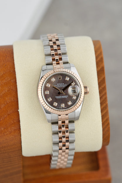 Rolex Datejust 26 Two Tone Rose Gold Tahitian Mother of Pearl w/ Diamonds 26mm 179171 2008