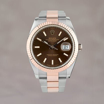 [RESERVED] Rolex Datejust 41 Two Tone Rose Gold Choco Stick 41mm 126331 2018
