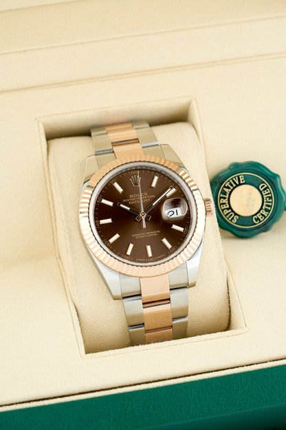 [RESERVED] Rolex Datejust 41 Two Tone Rose Gold Choco Stick 41mm 126331 2018