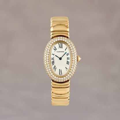 Cartier Baignoire Full Yellow Gold w/ Diamonds Bezel Medium