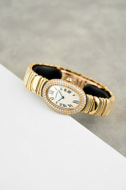 Cartier Baignoire Full Yellow Gold w/ Diamonds Bezel Medium