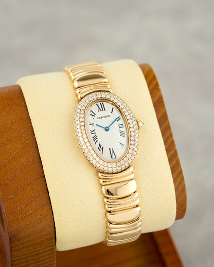 Cartier Baignoire Full Yellow Gold w/ Diamonds Bezel Medium