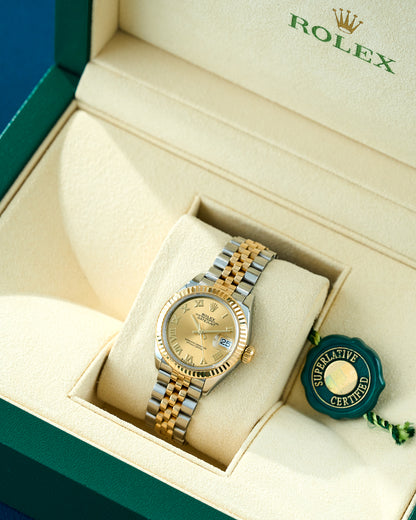 Rolex Lady Datejust 28 Two Tone Yellow Gold Champagne Roman Dial 279173 2021