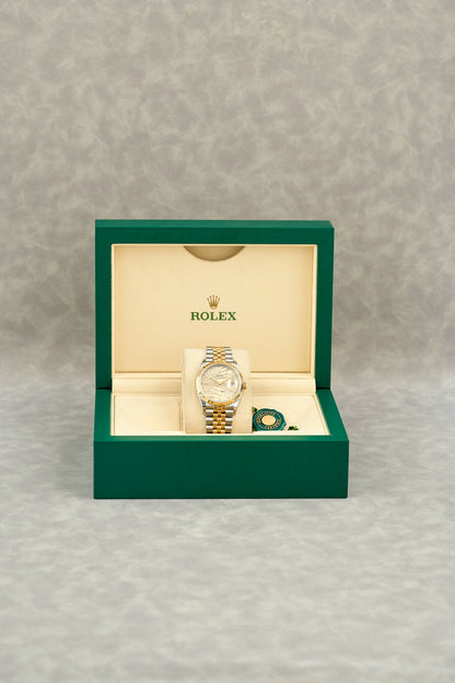Rolex Datejust 36 Two Tone Yellow Gold Champagne Motif Dial 126233 2023