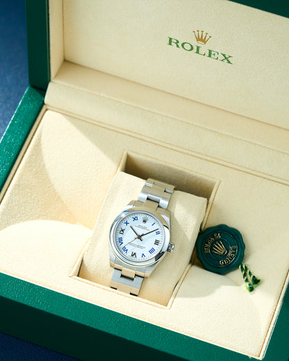 Rolex Oyster Perpetual 31 White & Blue Roman Dial 177200 2018