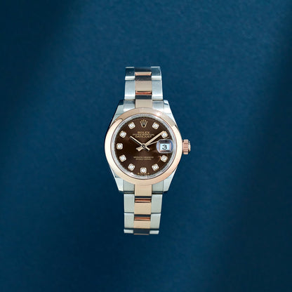 Rolex Datejust 28 Two Tone Everose Choco Dial With Diamonds 279171 2024
