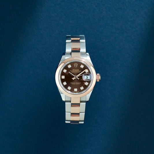 Rolex Datejust 28 Two Tone Everose Choco Dial With Diamonds 279171 2024