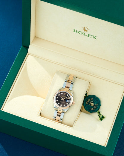 Rolex Datejust 28 Two Tone Everose Choco Dial With Diamonds 279171 2024