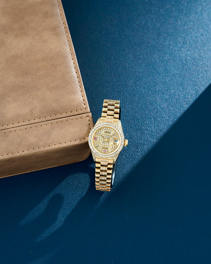 Rolex Lady Datejust 26 Full Yellow Gold With Diamond Dial And Bezel 69178 1976