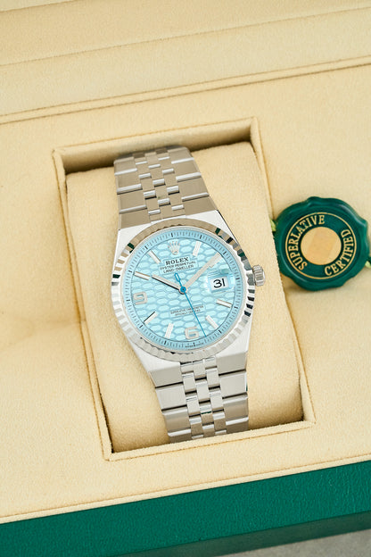 Rolex Land-Dweller 36 Platinum Ice Blue Honeycomb Dial 127236 2026 (Brand New)
