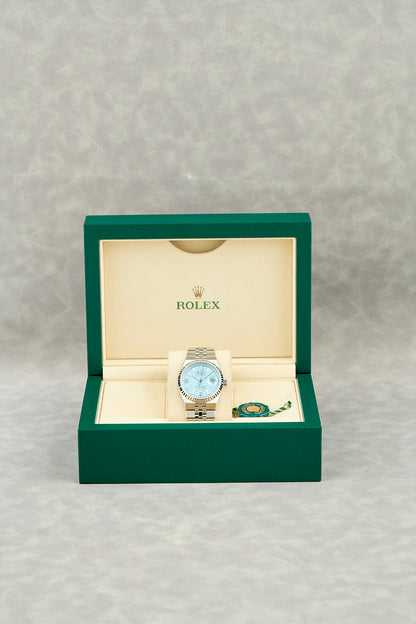 Rolex Land-Dweller 36 Platinum Ice Blue Honeycomb Dial 127236 2026 (Brand New)