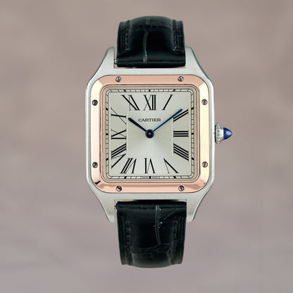 Cartier Santos-Dumont Large Two Tone Rose Gold Silver Dial W2SA011 2020