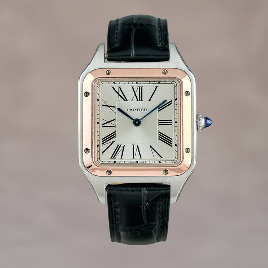 Cartier Santos-Dumont Large Two Tone Rose Gold Silver Dial W2SA011 2020