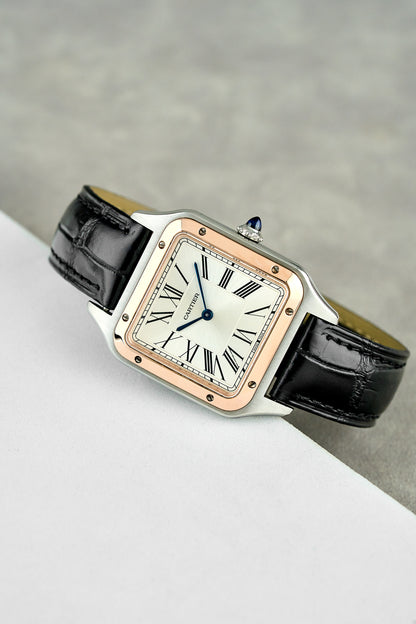 Cartier Santos-Dumont Large Two Tone Rose Gold Silver Dial W2SA011 2020
