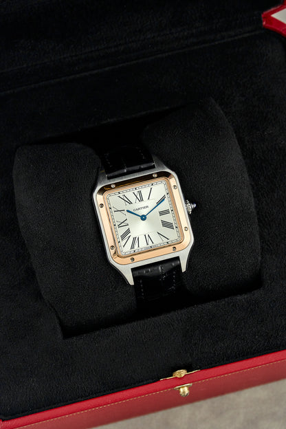 Cartier Santos-Dumont Large Two Tone Rose Gold Silver Dial W2SA011 2020