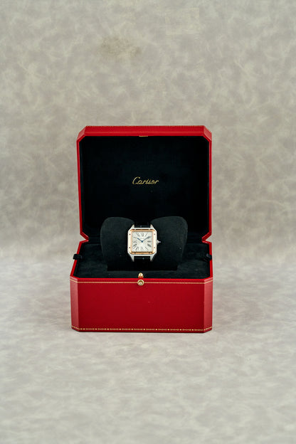 Cartier Santos-Dumont Large Two Tone Rose Gold Silver Dial W2SA011 2020