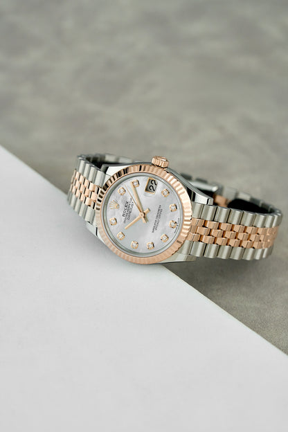 Rolex Datejust 31 Two Tone Rose Gold Mother Of Pearl Dial With Diamonds 278271 2026 (Brand New)