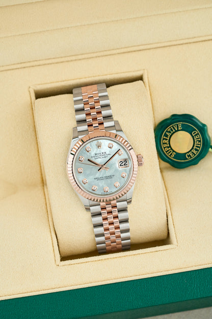 Rolex Datejust 31 Two Tone Rose Gold Mother Of Pearl Dial With Diamonds 278271 2026 (Brand New)