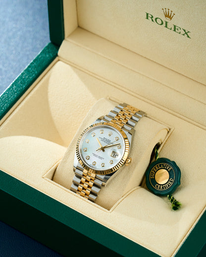 Rolex Datejust 36 Two Tone Yellow Gold Mother Of Pearl Dial With Diamonds 126233 2021