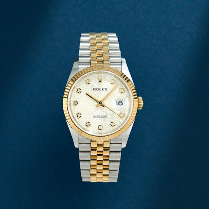 Rolex Datejust 36 Two Tone Yellow Gold White Anniversary Dial With Diamonds 126233 2021