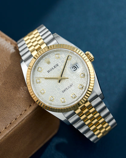 Rolex Datejust 36 Two Tone Yellow Gold White Anniversary Dial With Diamonds 126233 2021