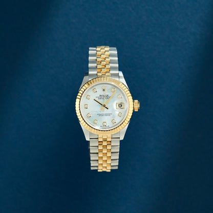 Rolex lady Datejust 28 Two Tone Yellow Gold Mother Of Pearl Dial With Diamonds 279173 2024
