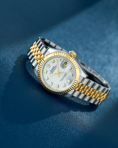 Rolex lady Datejust 28 Two Tone Yellow Gold Mother Of Pearl Dial With Diamonds 279173 2024