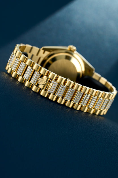 Rolex Day-Date 36 Yellow Gold Diamond Dial Rainbow Markers 128238 2021