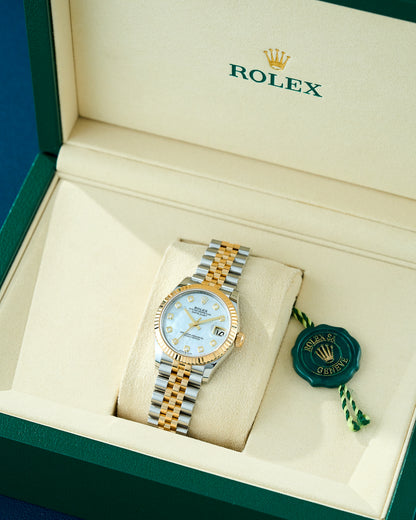 Rolex Datejust 31 Two Tone Yellow Gold Mother Of Pearl Dial With Diamonds 278273 2026