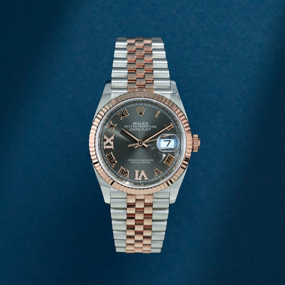 Rolex Datejust 36 Two Tone Rose Gold Rhodium Roman Diamond VI & IX 126231 2023