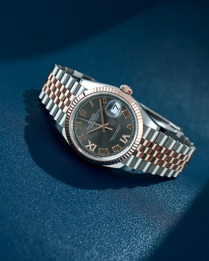Rolex Datejust 36 Two Tone Rose Gold Rhodium Roman Diamond VI & IX 126231 2023