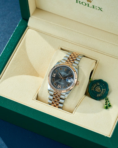 Rolex Datejust 36 Two Tone Rose Gold Rhodium Roman Diamond VI & IX 126231 2023