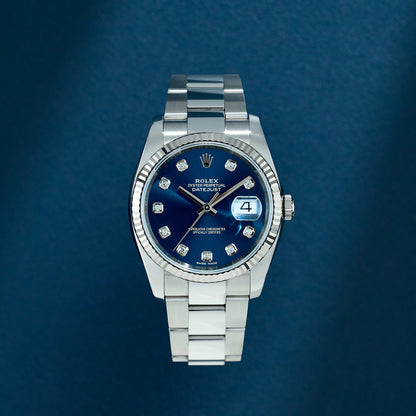 Rolex Datejust 36 Blue Dial With Diamond Markers & Bezel 116234 2019